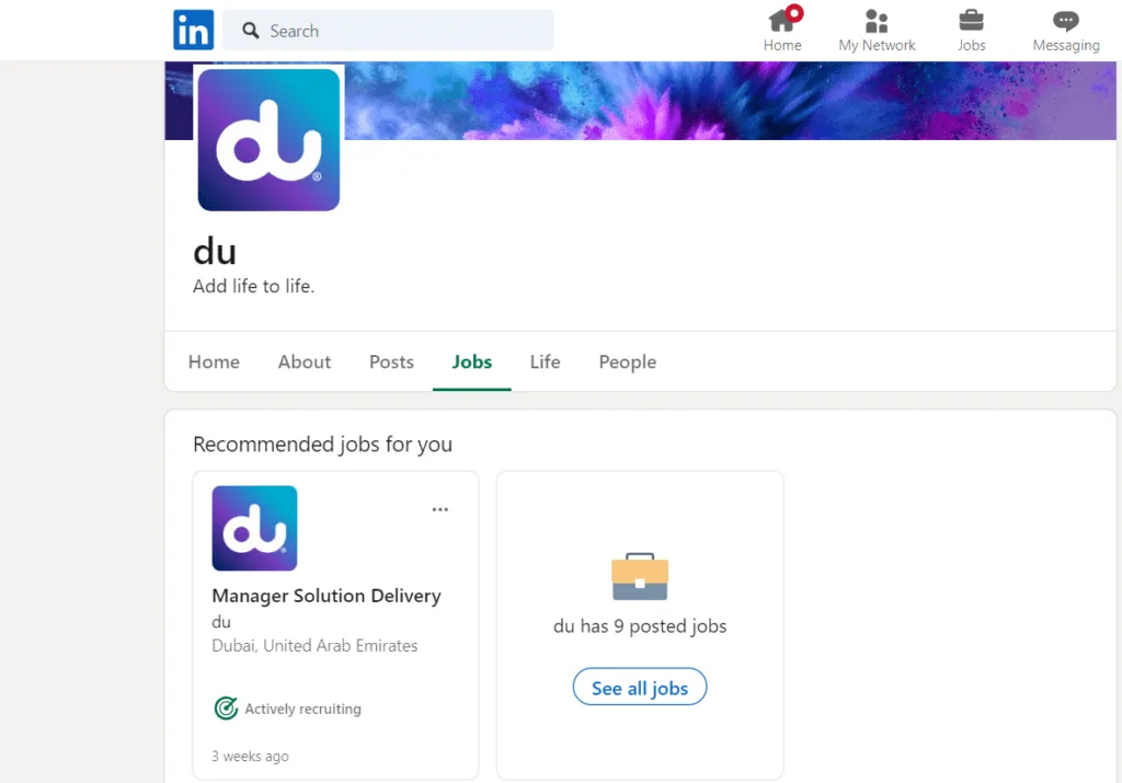 Image Credit: LinkedIn Page of Du