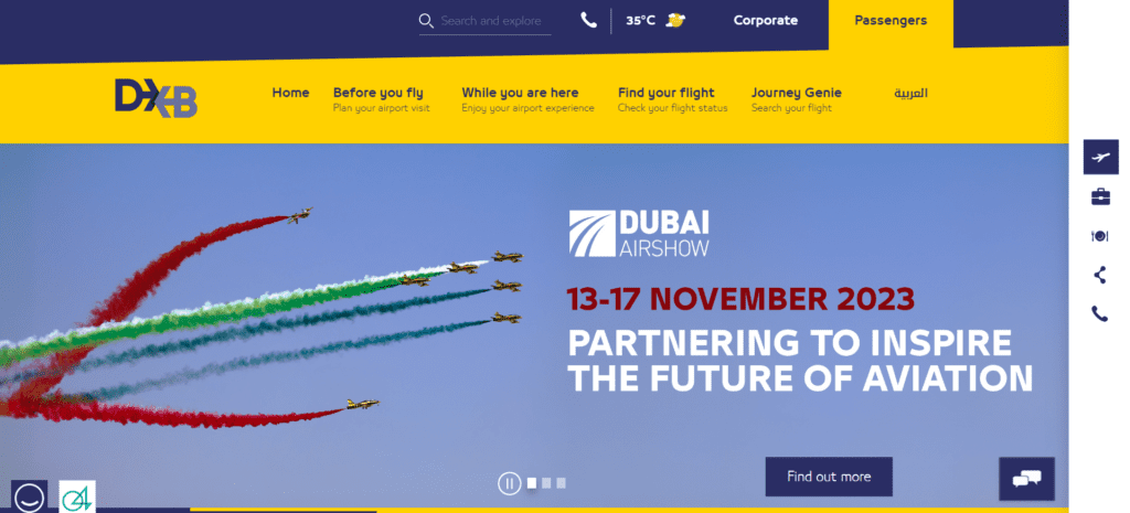 Dubai Airport website